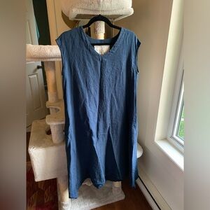 notPERFECTLINEN navy midi dress M